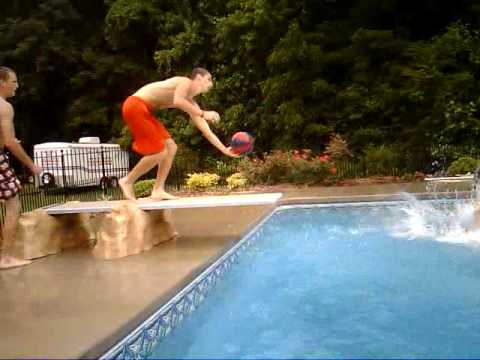 Crazy basketball into pool