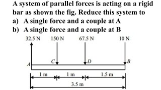 Force and Couple System / A system of parallel forces is acting on a rigid bar / Applied Mechanics