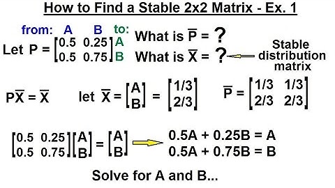 Prob & Stats - Markov Chains (12 of 38) How to Find a Stable 2x2 Matrix - Ex. 1