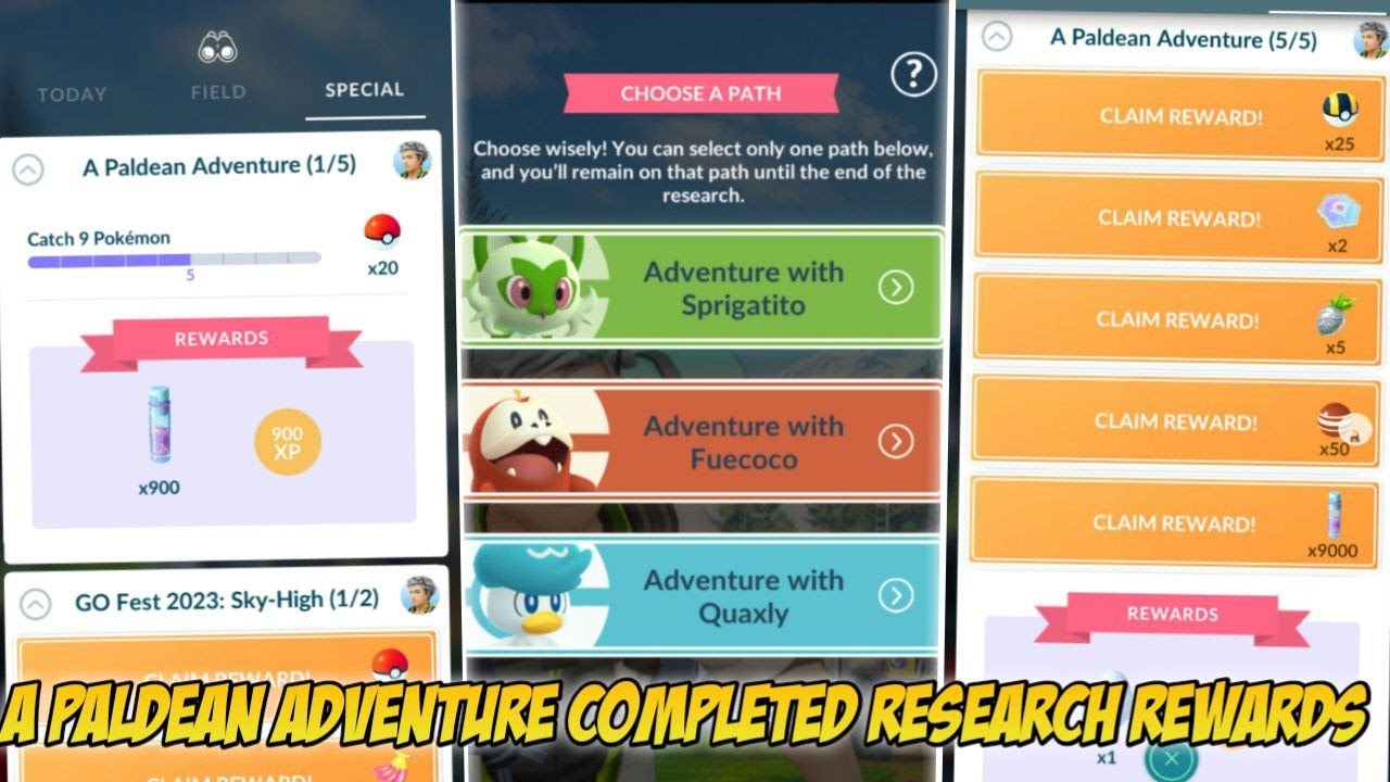 Pokémon Go A Paldean Adventure field research tasks and Collection