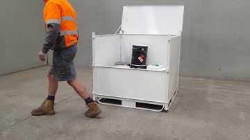 B12 Bulk Mesh Stillage with folding gates and lockable lid.