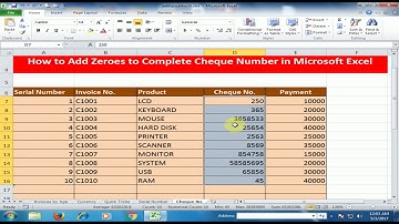 How to Add Zeroes to Complete Cheque Number in Microsoft Excel : Excel Tips and Tricks