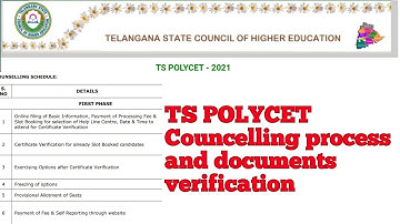 TS POLYCET 2021 Councelling Proccess l web options process l documents verification l