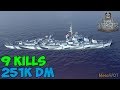 World of WarShips | Gearing  | 9 KILLS | 251K Damage - Replay Gameplay 4K 60 fps