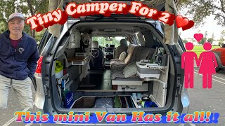 Engineer builds Couple’s Camper in a Mini Van - micro Tiny Campers