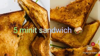 Sandwich | 5 min sandwich |easy bread sandwich | bachelor recipe