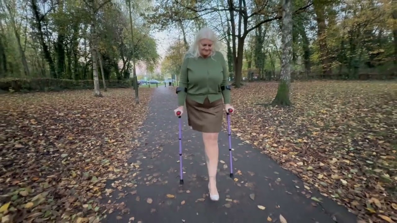 10 Amputee Alecia Sunset Autumn walk in a heel