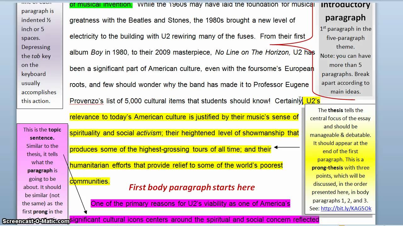 Writing the Five Paragraph Theme & Thesis Statement