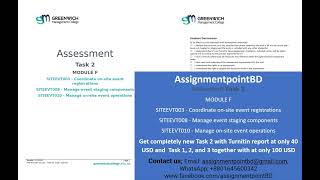 Assessment Task 2; SITEEVT003 - Coordinate on-site event registrations SITEEVT008 and  SITEEVT010