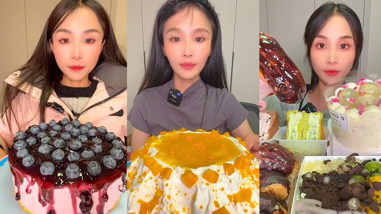 Blueberry Cake, Mango Cream Cake and Dessert Box Mukbang #446