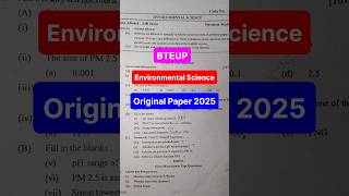 Environmental Science 2nd semester Original Paper 2025 || #bteup #board #exam #shorts