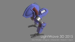 LightWave 3D: Mech Walker w/ Fog scene rendered