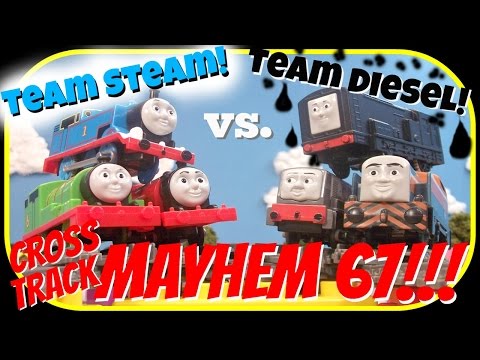 Cross Track Mayhem 67! Thomas and Friends - Team Steam vs. Team Diesel! Kid Friendly!