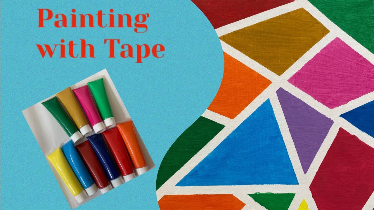 Abstract painting using masking tape Schilderen met plakband Arts & Crafts for kids YouTube
