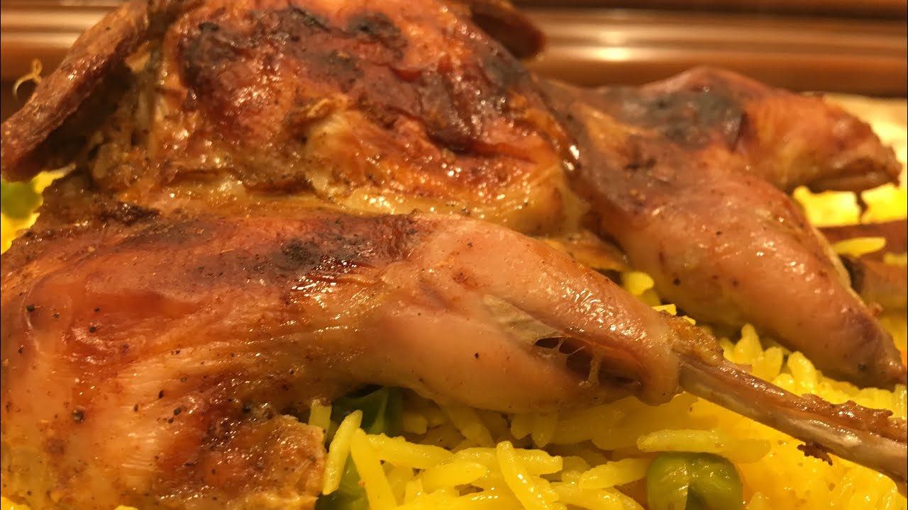 طريقة السمان المشوي في الفرن والرز البسمتي بالخضار رووعه👌👩🏻‍🍳❤️