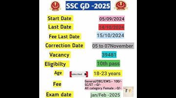 🎁SSC GD 2025 Notification out | New vacancy SSC GD✅|New SSC GD bharti 2024/25| vacancy 39000+ 🥳🔥#ssc