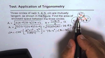 Area Enclosed by Mutually Tangent Circles with radius of 3, 4 and 5 cm -GCSE-EDEXCEL-SAT