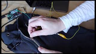 Using conductive thread on a zip