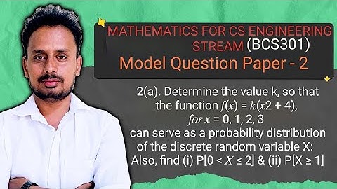BCS301 Module 1 | Probability Distribution & Determination of k | Model Question Paper-II