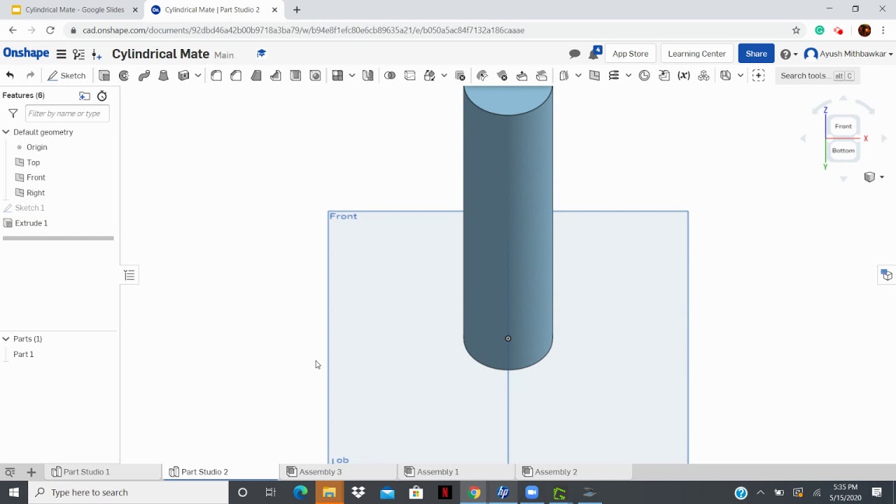 FTC Onshape How to Cylindrical Mate YouTube