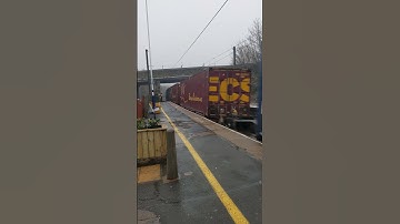 EWS Class 66 66181 passing Cramlington Station with Some Horn Abuse to Tees Dock