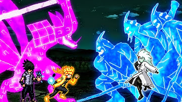 Naruto V2 OP (all form) & Sasuke Rinnegan V2 OP VS Madara Rikudou OP in Jump Force Mugen