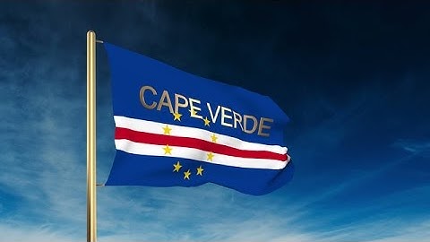 Cape Verde Flag Slider Style With Title. Waving In The Wind With Cloud Backgroun Stock Animation