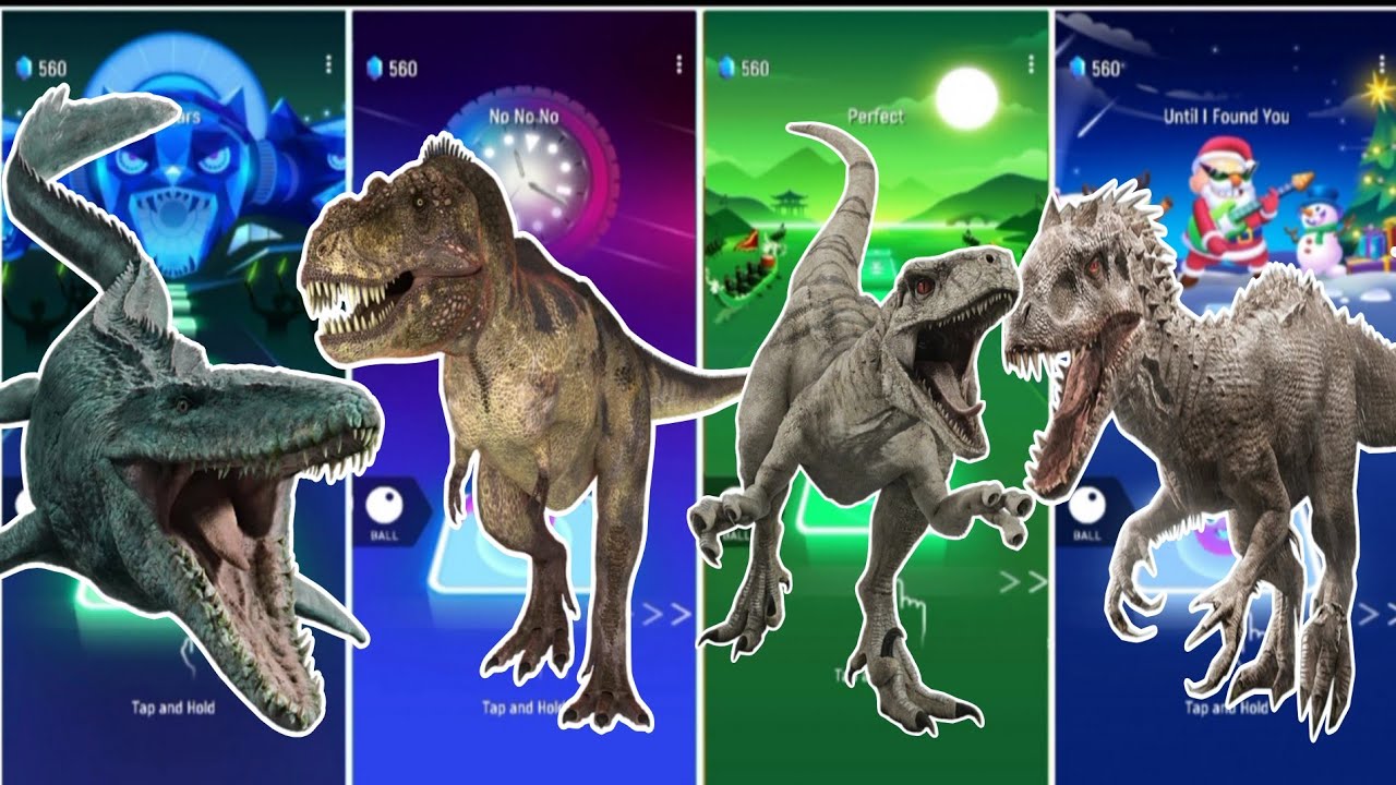 Jurassic World Mosasourus 🆚 Tyranasaurus 🆚 Dinosaur  🆚 Trex || Coffin Dance Song Tiles Hop Edm Rush