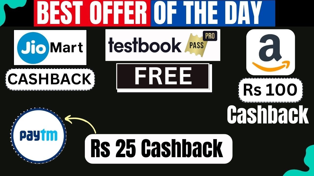 Paytm Cashback Offer | Testbook Pass Pro FREE | Amazon Cashback Offer | Jiomart Shopping offer