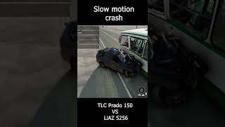 Slow-motion CRASH | Toyota Land Cruiser Prado 150 VS Bas LiAZ 5256 | BeamNG.Drive #shorts screenshot 1