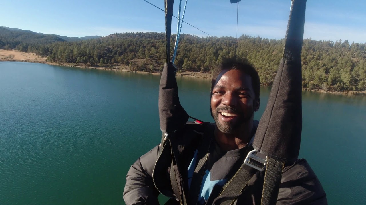 Ruidoso Apache Zipliner over lake Mescalero YouTube