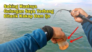 BARRAMUNDI..!! SAKING KUATNYA GULUNGAN SENAR SAYA IKUT TERBANG DITARIK IKAN BARRAMUNDI