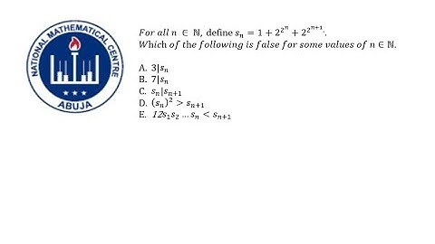 2020 NMC Nigerian Mathematics Olympiad 1st Round Senior  P1 Special Maths Academy