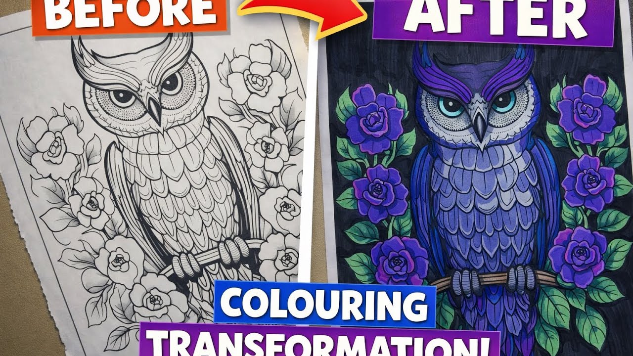 Dark & Cozy Owl Colouring ASMR 🦉 | Relaxing Marker Sounds | No Talking