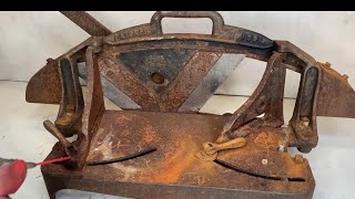 EXTREMELY Rusty Antique Miter Trimmer Guillotine Cleanup Restoration