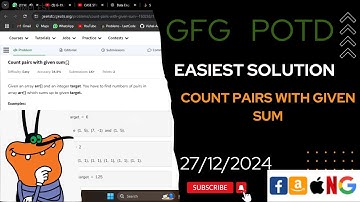 Count pairs with given sum | gfg potd today | POTD | GFG Problem of the Day | C++ |