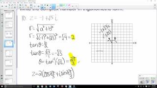 Lesson 6.5 Trigonometric Form of a Complex Number -Pre Calculus