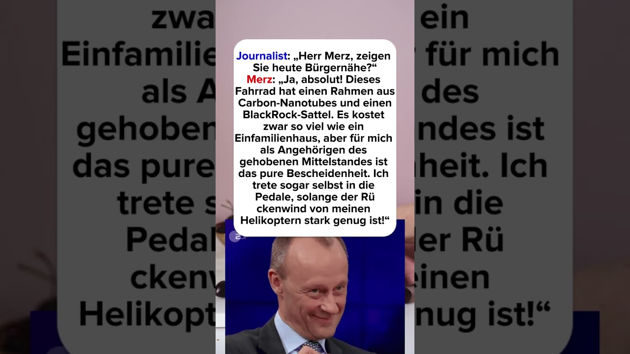 Merz zeigt Bürgernähe mit 1-Millionen-Fahrrad 😂