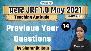 11:00 AM - JRF 1.0 May 2021 | Teaching Aptitude by Simranjit Kaur | Previous Year Questions