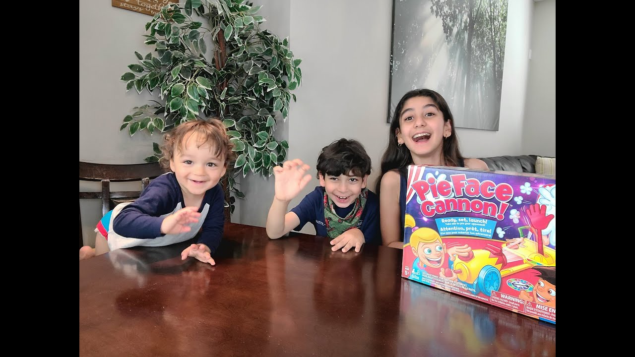 J kids family TV- Pie Face Cannon game - toy review.
