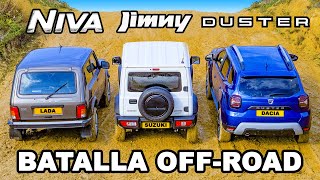 LADA Niva vs Jimny vs Duster: ARRANCONES CUESTA ARRIBA y ¿cuál es el mejor OFF-ROAD?