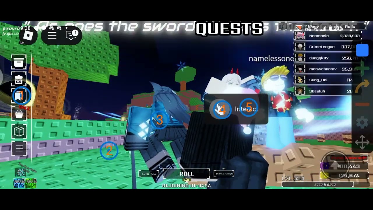 Setting auto click farm afk(Mobile)-Huzz RNG