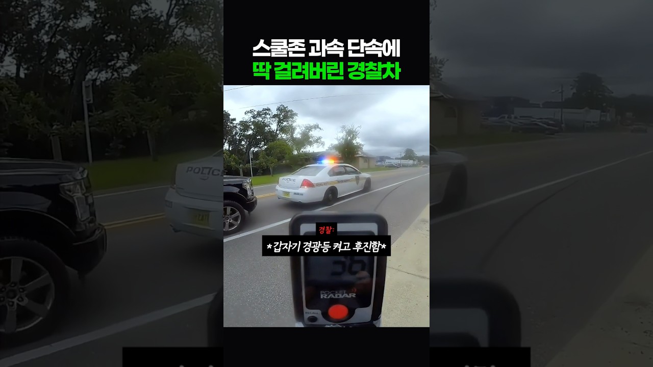 스쿨존 과속 단속에 딱 걸려버린 경찰차