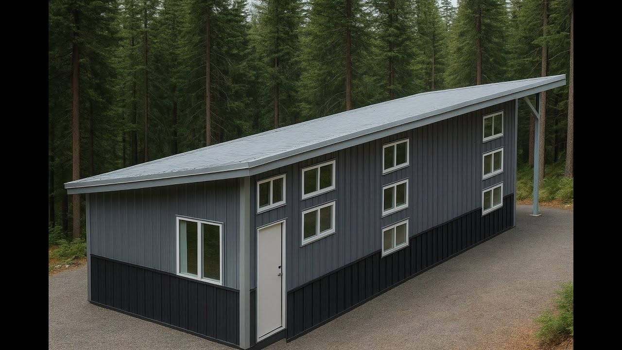 Discover the Ultimate 16x38 Single-Slope Side Porch Cabin Kit!