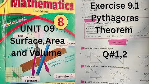 Exercise 9.1 Q 1-2 Maths class 8 UNIT 9 surface area | Math Class 8 Ex 9.1 Q 1-2 Pythagoras Theorem 