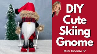 Skiing Gnomes with fur/Winter Gnome/No Sew Gnome/Tiered Tray Gnome
