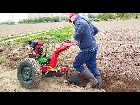 Самодельный мотоблок-первый выезд на работу.