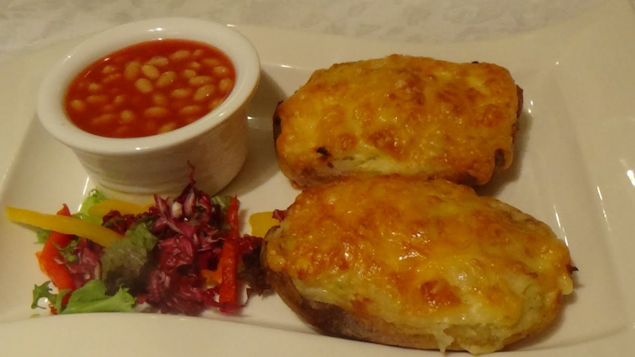 Stuffed Jacket Potatoes with Baked Beans and Salad YouTube