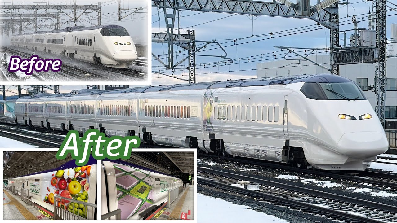 美味しいものから精密、医療機器までラッピング施工後試運転、はこビュンE3⑺系L69編成