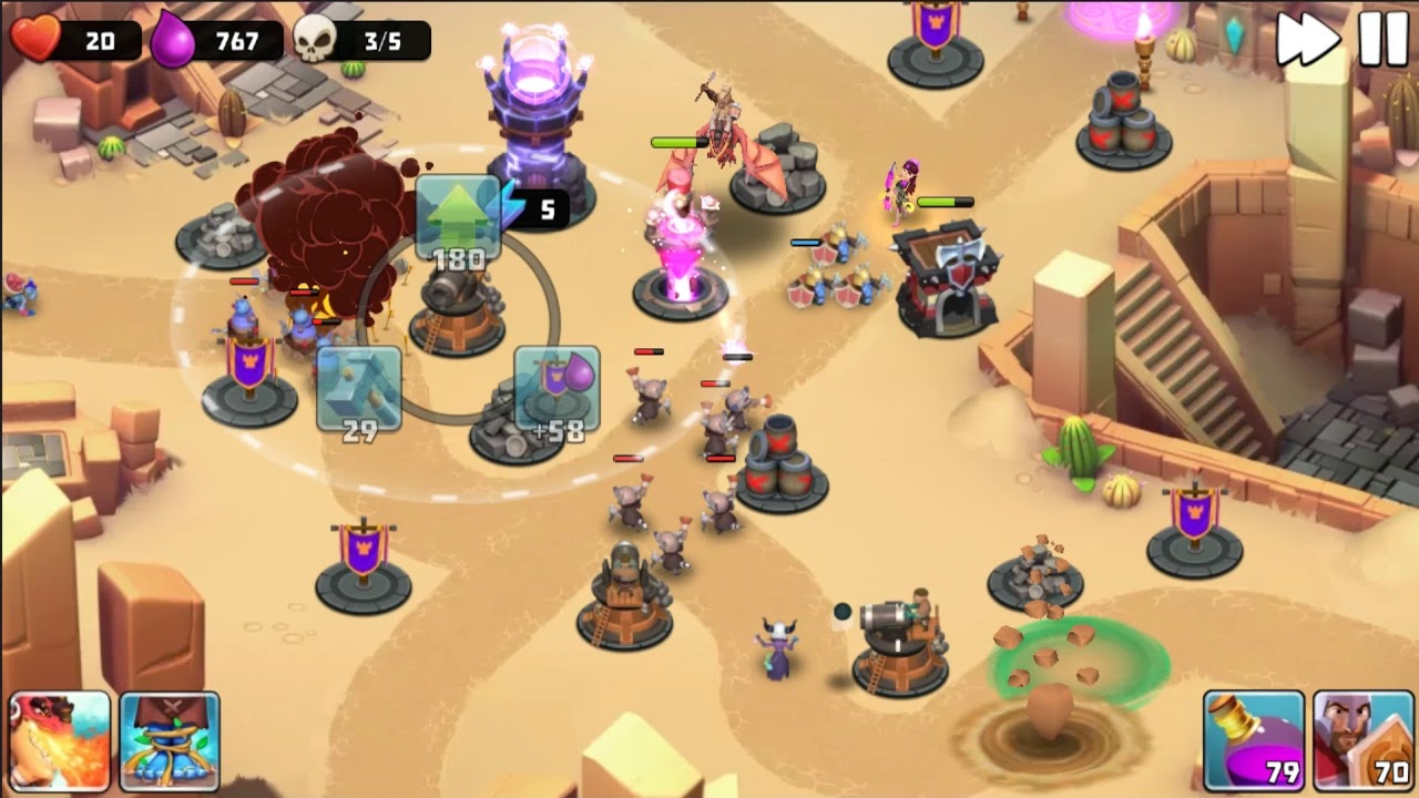 Castle Creeps TD - Chapter 34 Level 133 Sandmarket - New Hero 3 Stars (Without Sentinel)